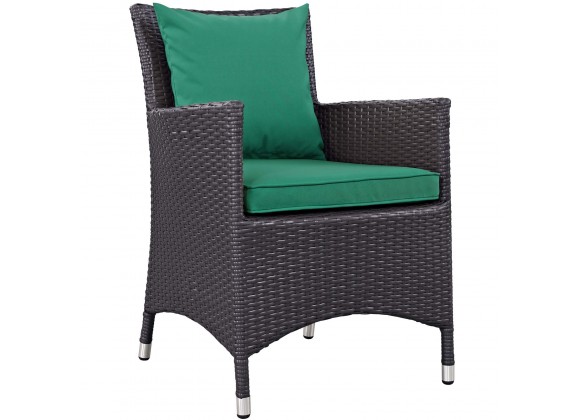 Modway Convene Dining Outdoor Patio Armchair in Espresso Green - Front Side Angle