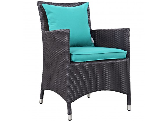 Modway Convene Dining Outdoor Patio Armchair in Espresso Turquoise - Front Side Angle