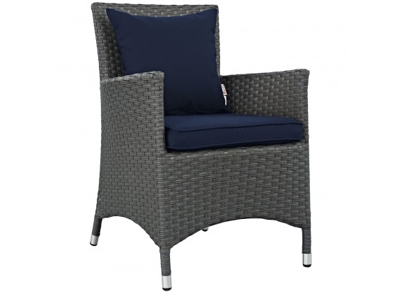 Modway Sojourn Dining Outdoor Patio Sunbrella® Armchair in Canvas  Navy - Front Side Angle