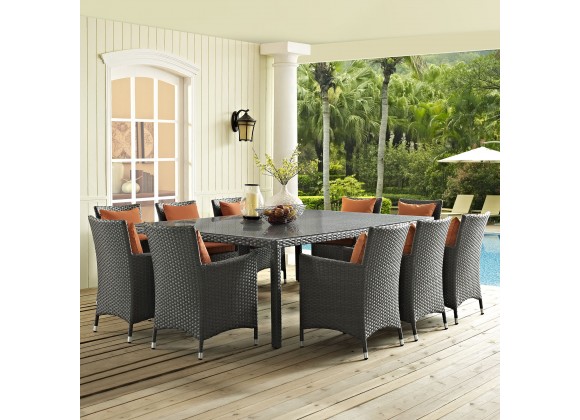Modway Sojourn Outdoor Patio Dining Table - Chocolate in 90" - Lifestyle