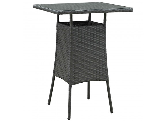 Modway Sojourn Small Outdoor Patio Bar Table - Chocolate - Front Side Angle