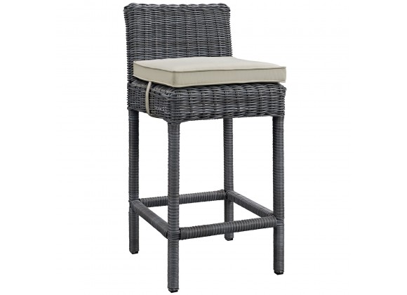 Modway Summon Outdoor Patio Sunbrella® Bar Stool in Antique Canvas Beige - Front Side Angle