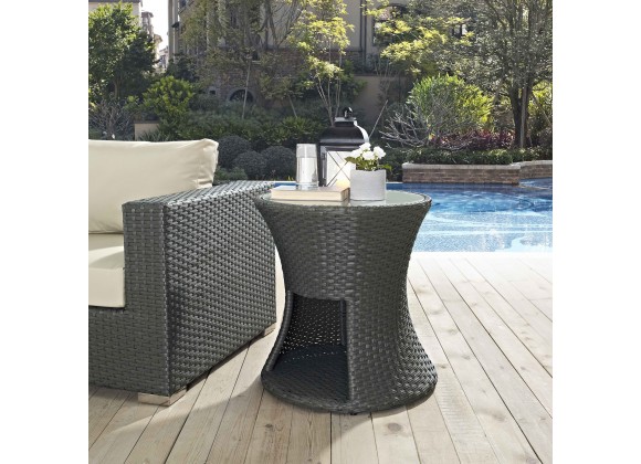 Modway Sojourn Round Outdoor Patio Side Table - Chocolate - Lifestyle
