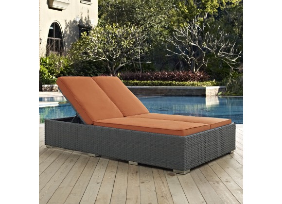 Modway Sojourn Outdoor Patio Sunbrella® Double Chaise in Canvas Tuscan - Lifestyle