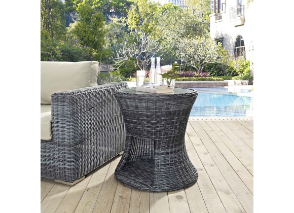 Modway Summon Round Outdoor Patio Side Table - Gray - Lifestyle
