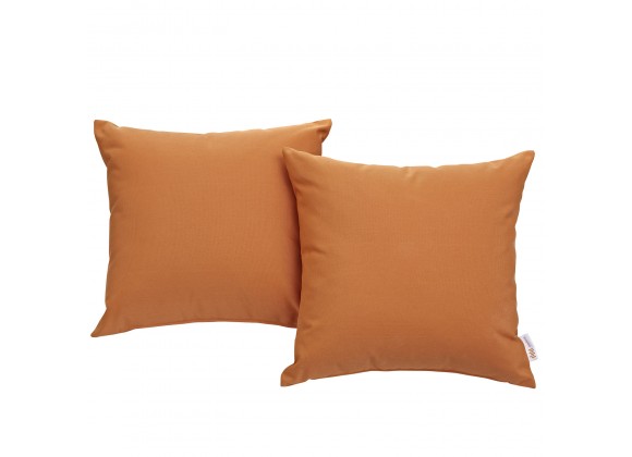 Modway Convene Two Piece Outdoor Patio Pillow Set in Orange - Set in Front Angle