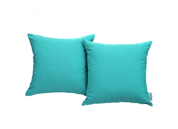 Modway Convene Two Piece Outdoor Patio Pillow Set in Turquoise - Set in Front Angle