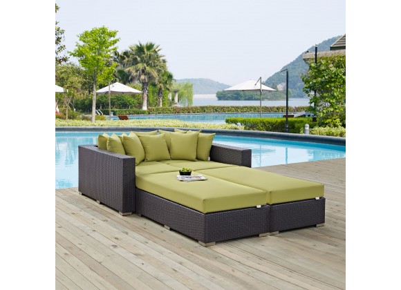 Modway Convene 4 Piece Outdoor Patio Daybed - Espresso Peridot - Lifestyle