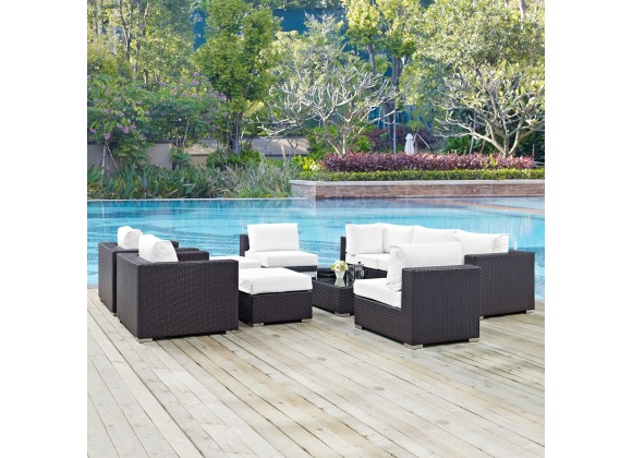 Modway Convene 10 Piece Outdoor Patio Sectional Set - Espresso White - Lifesttyle