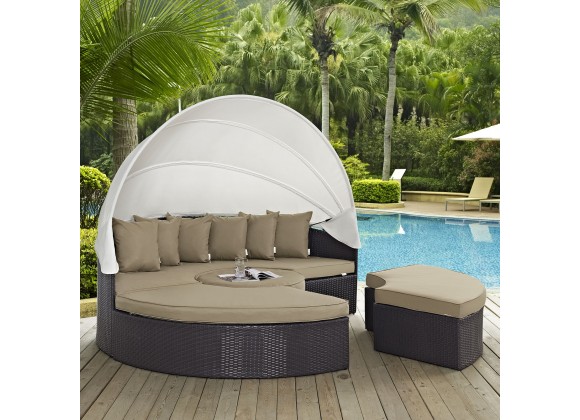 Modway Convene Canopy Outdoor Patio Daybed - Espresso Mocha - Retractable in Front Side AngleModway Convene Canopy Outdoor Patio Daybed - Espresso Mocha - Lifestyle