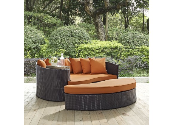 Modway Convene Outdoor Patio Daybed in Espresso Orange - Lifestyle