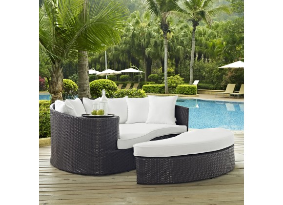 Modway Convene Outdoor Patio Daybed - Espresso White - Lifestyle