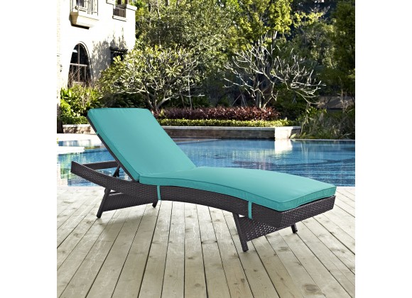 Modway Convene Outdoor Patio Chaise - Espresso Turquoise - Lifestyle