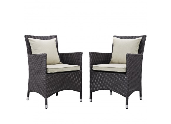 Modway Convene 2 Piece Outdoor Patio Dining Set in Espresso Beige - Set in Front Side Angle