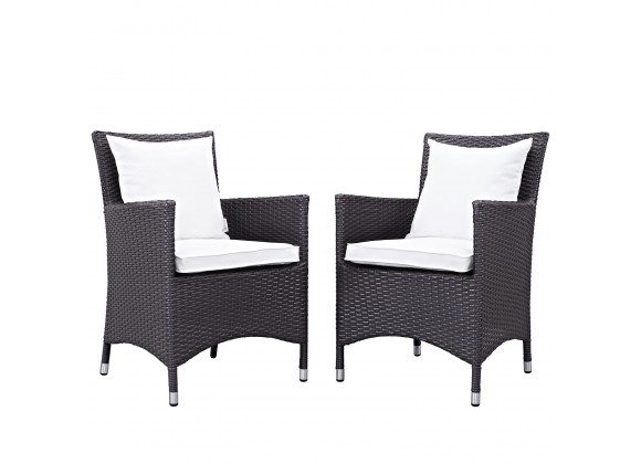 Modway Convene 2 Piece Outdoor Patio Dining Set - Espresso White - Set in Front Side Angle