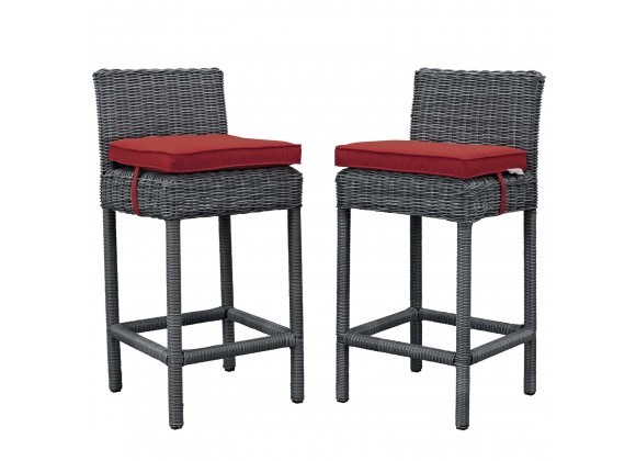 Modway Summon 2 Piece Outdoor Patio Sunbrella® Pub Set in Antique Canvas Red - Set in Front Side Angle