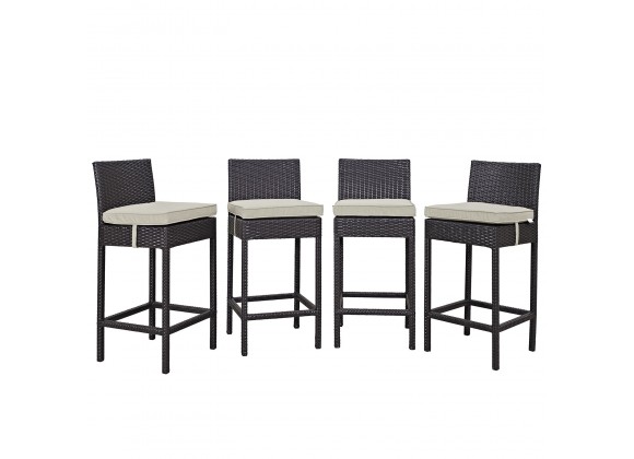 Modway Convene 4 Piece Outdoor Patio Pub Set - Espresso Beige - Set in Front Side Angle