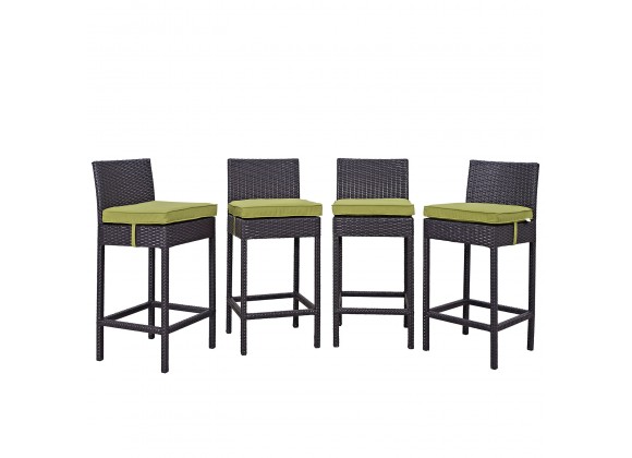 Modway Convene 4 Piece Outdoor Patio Pub Set in Espresso Peridot - Set in Front Angle