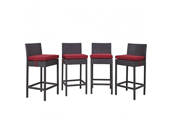 Modway Convene 4 Piece Outdoor Patio Pub Set - Espresso Red - Set in Front Angle