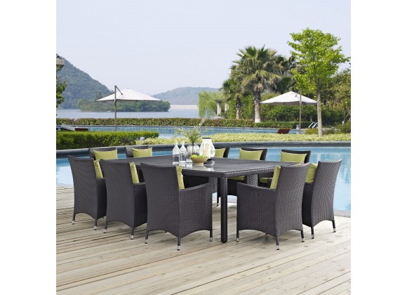 Modway Convene 11 Piece Outdoor Patio Dining Set - Espresso Peridot - Lifestyle