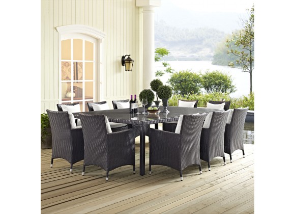 Modway Convene 11 Piece Outdoor Patio Dining Set - Espresso White - Lifestyle