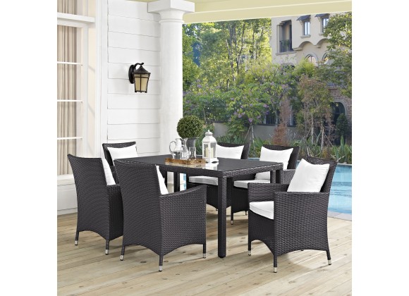 Modway Convene 7 Piece Outdoor Patio Dining Set - Espresso White - Lifestyle