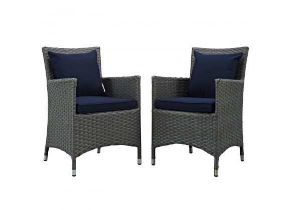Modway Sojourn 2 Piece Outdoor Patio Sunbrella® Dining Set - Canvas Navy - Set in Front Angle