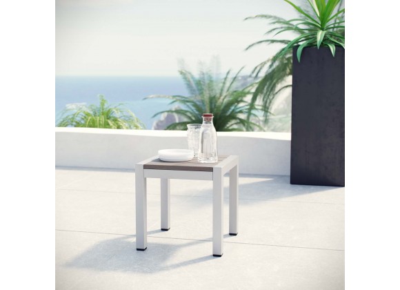 Modway Shore Outdoor Patio Aluminum Side Table - Silver Gray - Lifestyle