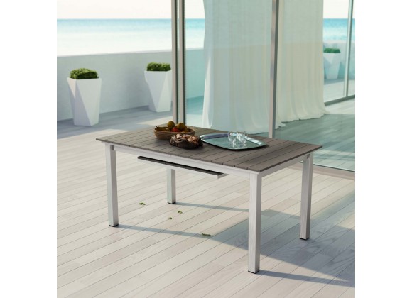 Modway Shore Outdoor Patio Wood Dining Table - Silver Gray - Lifestyle
