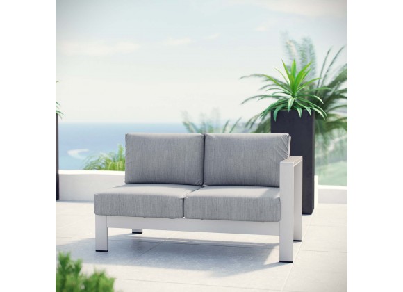 Modway Shore Right-Arm Corner Sectional Outdoor Patio Aluminum Loveseat - Silver Gray - Lifestyle