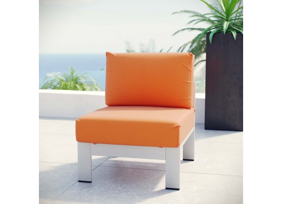 Modway Shore Armless Outdoor Patio Aluminum Chair - Silver Orange - Lifestyle