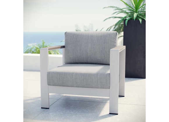 Modway Shore Outdoor Patio Aluminum Armchair - Silver Gray - Lifestyle