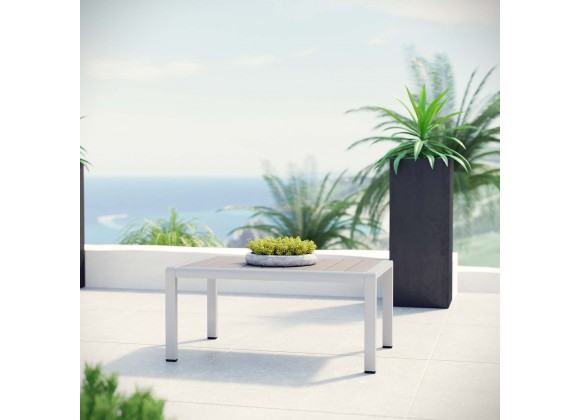 Modway Shore Outdoor Patio Aluminum Coffee Table - Silver Gray - Lifestyle