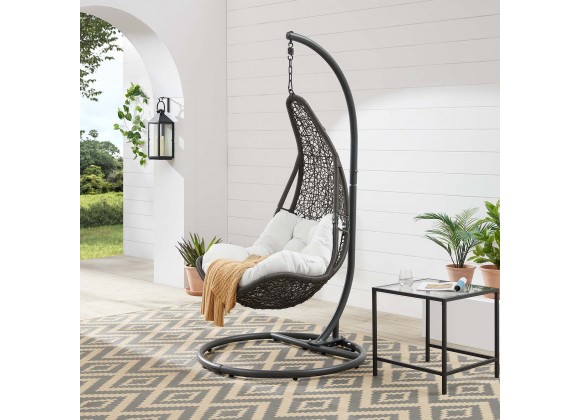 Modway Abate Wicker Rattan Outdoor Patio Swing Chair in Gray White - Lifestyle