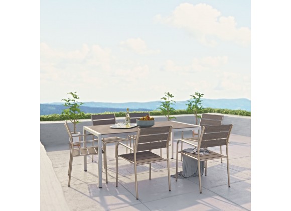 Modway Shore 7 Piece Outdoor Patio Aluminum Dining Set - Lifestyle