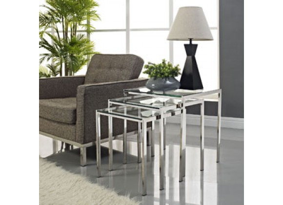 Modway Nimble Nesting Table in Silver