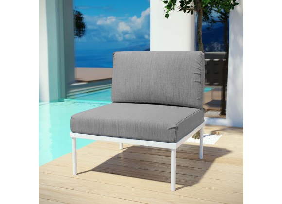 Modway Harmony Armless Outdoor Patio Aluminum Chair - White Gray - Lifestyle
