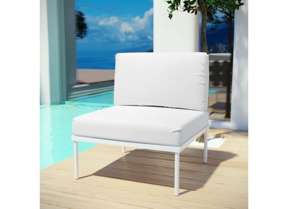 Modway Harmony Armless Outdoor Patio Aluminum Chair in White White - Lifestyle