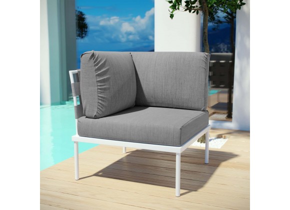 Modway Harmony Outdoor Patio Aluminum Corner Sofa in White Gray - Lifestyle