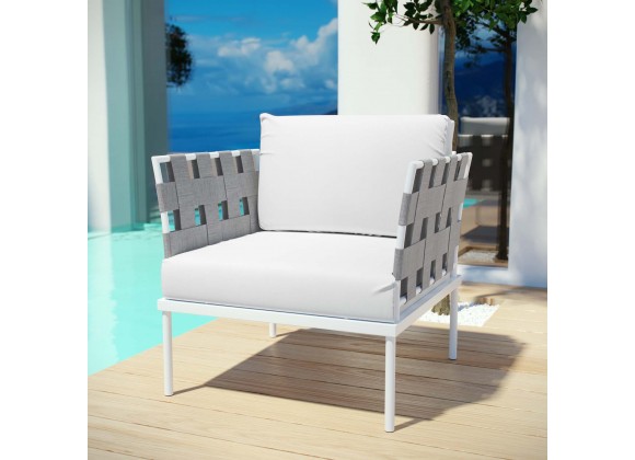 Modway Harmony Outdoor Patio Aluminum Armchair in White White- Lifestyle