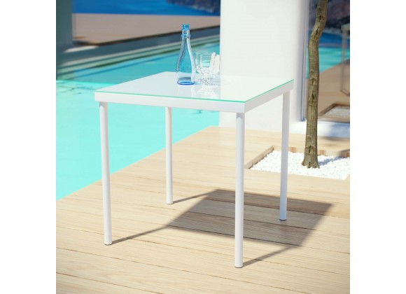 Modway Harmony Outdoor Patio Aluminum Side Table - White - Lifestyle