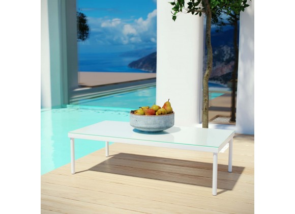 Modway Harmony Outdoor Patio Aluminum Coffee Table - White - Lifestyle