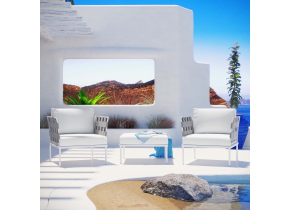 Modway Harmony 3 Piece Outdoor Patio Aluminum Sectional Sofa Set - White White - Lifestyle