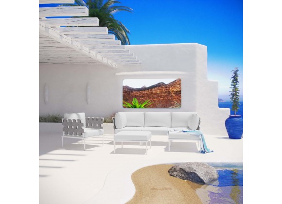 Modway Harmony 6 Piece Outdoor Patio Aluminum Sectional Sofa Set - White White - Lifestyle