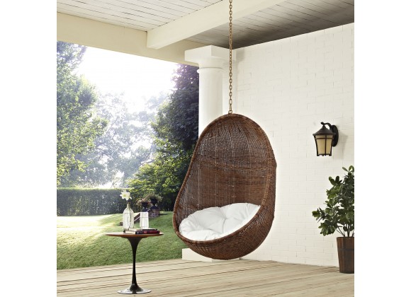 Modway Bean Outdoor Patio Swing Chair Without Stand - Coffee White - Lifestyle