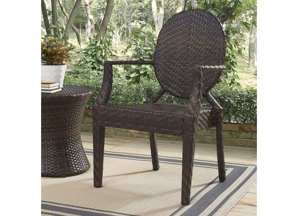 Modway Casper Outdoor Patio Dining Armchair - Brown - Lifestyle
