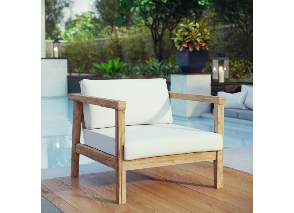 Modway Bayport Outdoor Patio Teak Armchair - Natural White - Lifestyle