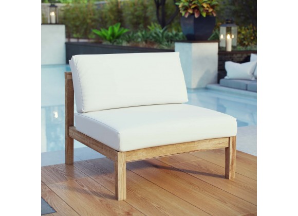 Modway Bayport Outdoor Patio Teak Armless - Natural White - Lifestyle