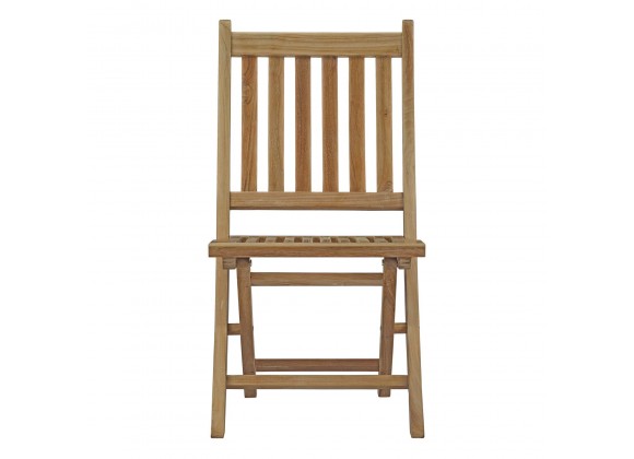Modway Marina Outdoor Patio Teak Folding Chair - Natural - Front Angle