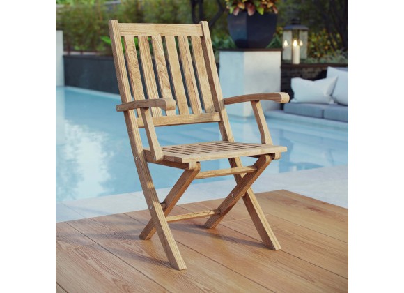 Modway Marina Outdoor Patio Teak Folding Chair - Natural - Lifestyle